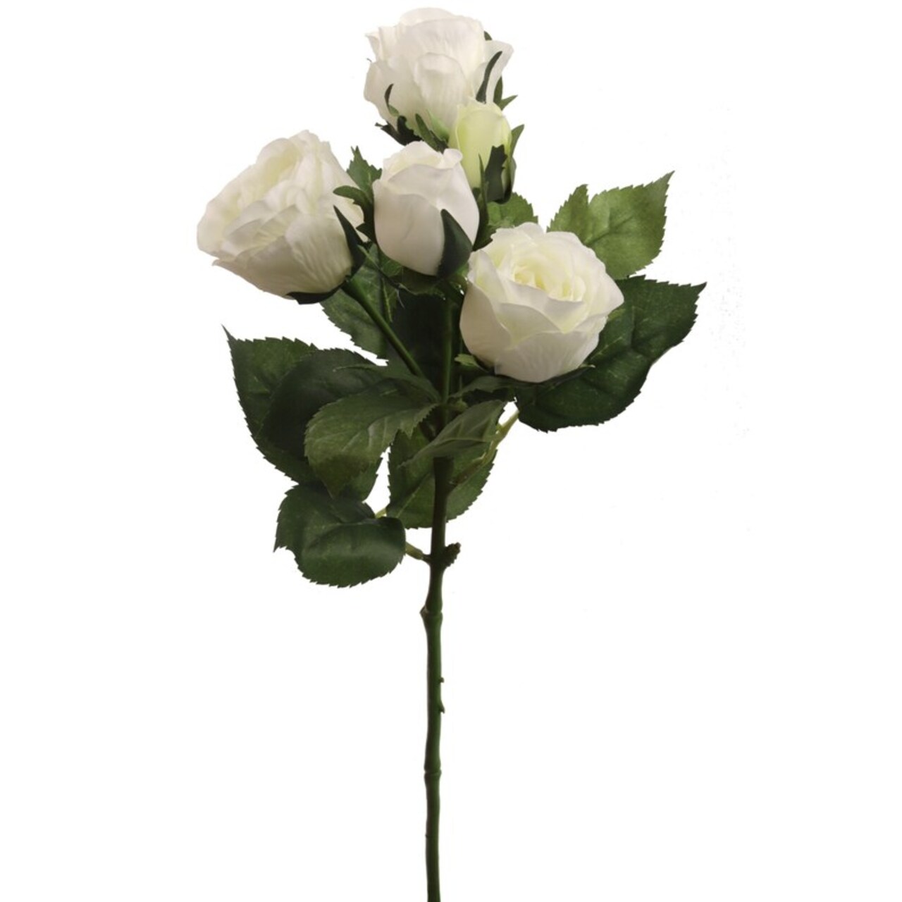 3PC 16" White Silk Rose Spray – 4 Flowers & 1 Bud, Realistic & Elegant Floral Decor